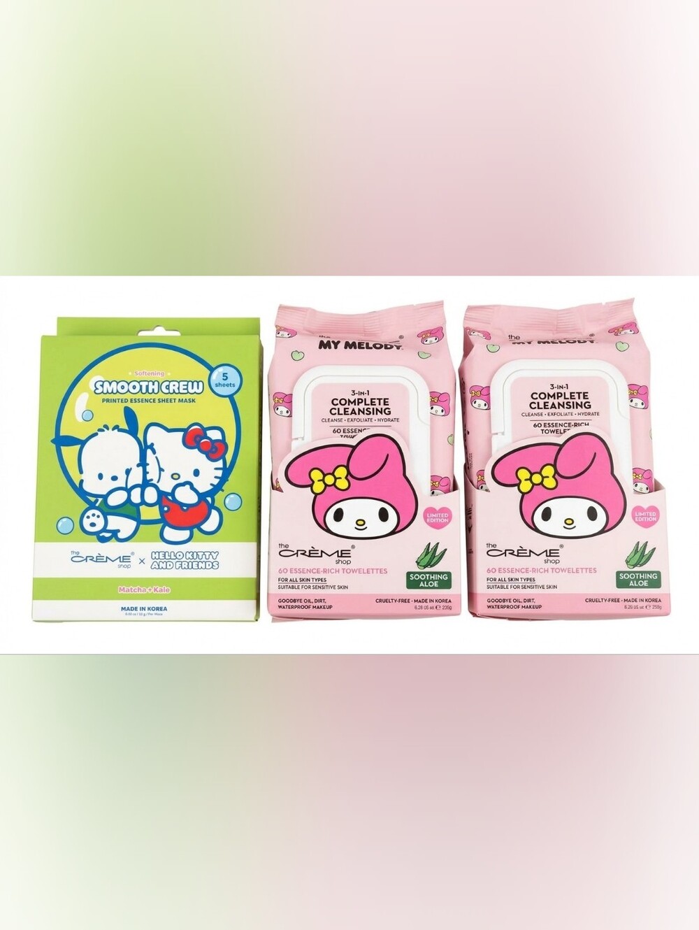 NWT The Crème Shop Sanrio Skincare Lot Hello Kitty Masks My Melody Wipes 3pc